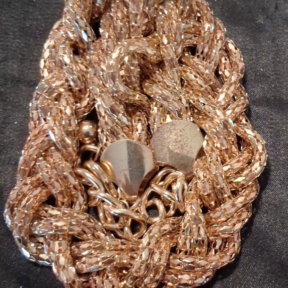 Express Gold Tone Braided Mesh Statement Necklace - Picture 3 of 5